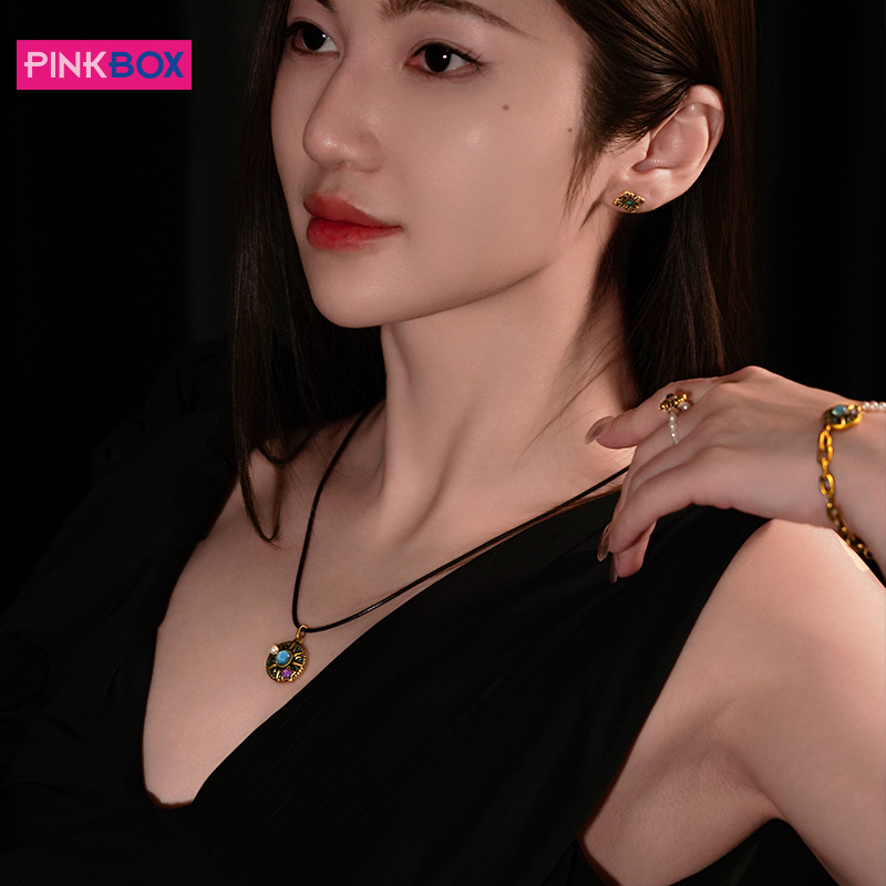 PINKBOX/娉饰珠宝黑金吊坠五角星紫水晶托帕石珍珠黄金海神波塞冬