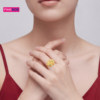 New jewelry pure gold filigree flower ring enamel moissanite inlaid gold women's ring
