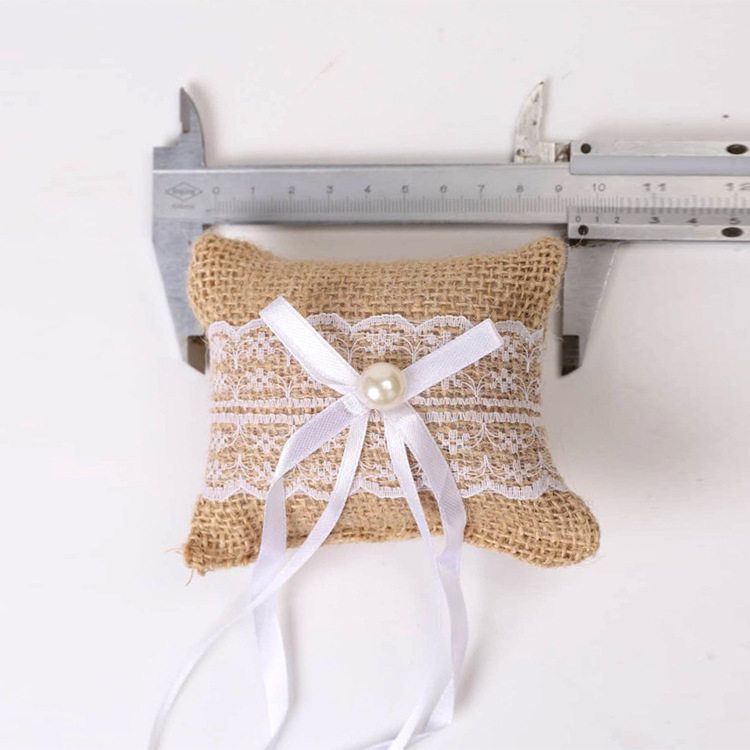 新娘玫瑰盒戒枕厂家婚庆用品 热销 创意西式亚麻戒指蕾丝 - 图0