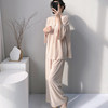 Women's spring and summer cotton and silk pajamas with padded sleeves