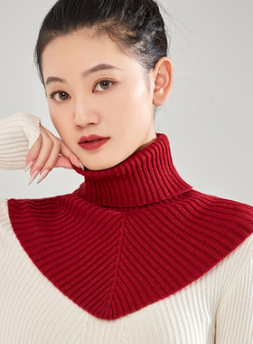 秋冬羊绒围巾护颈椎三角巾脖套头围脖女针织羊毛假领子高领假衣领