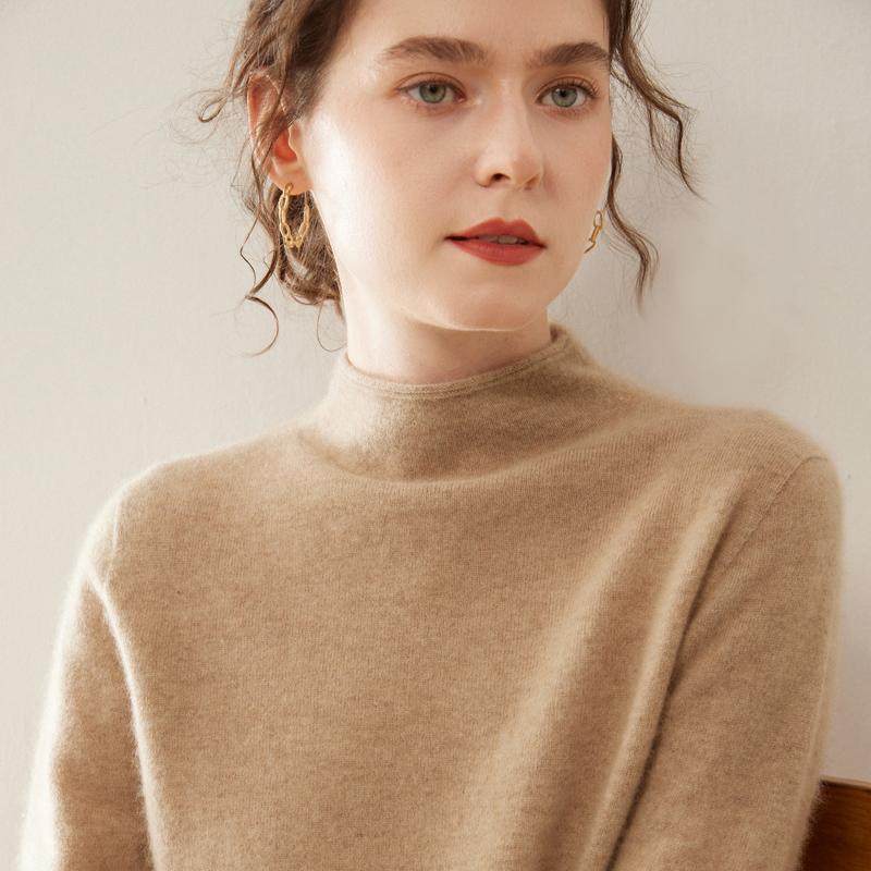 一线成衣卷边半高领山羊绒衫女毛衣秋冬大码宽松羊绒针织打底衫,淘宝优惠券,粉丝福利购,淘宝优惠卷