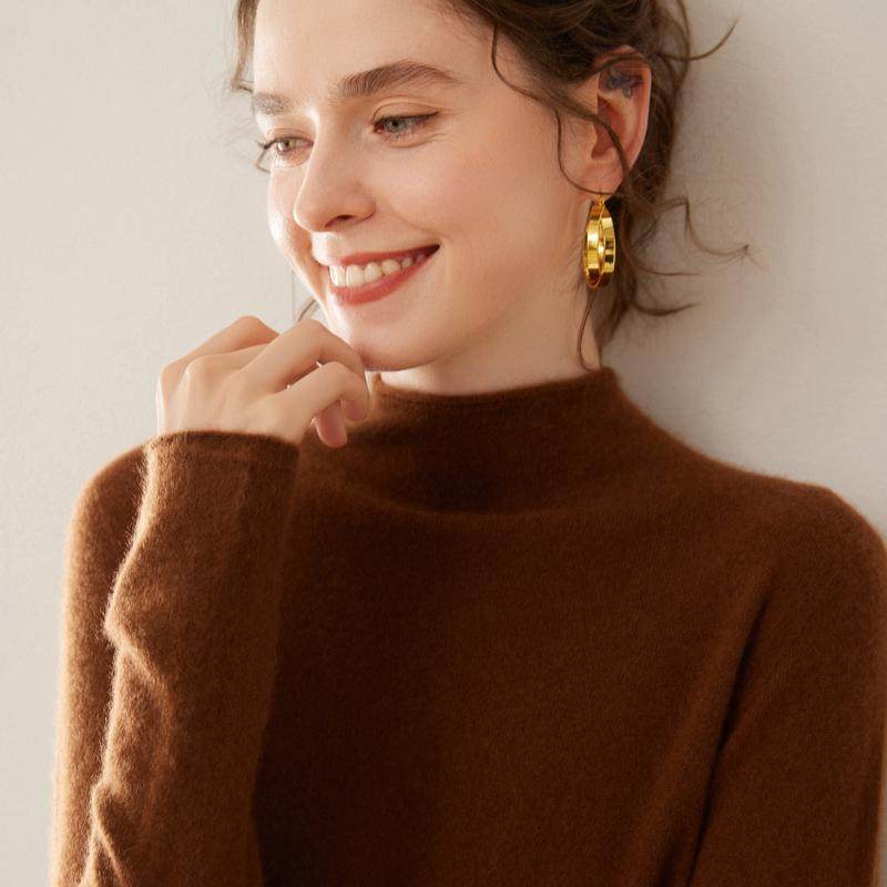 一线成衣卷边半高领山羊绒衫女毛衣秋冬大码宽松羊绒针织打底衫,淘宝优惠券,粉丝福利购,淘宝优惠卷