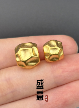 古法24K工艺黄金色百香籽无相锤纹桶珠顶珠腰珠隔珠文玩diy配饰