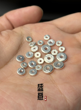S925古法纯银亮面小隔片星月凤眼百香籽金刚藏式文玩手串配饰