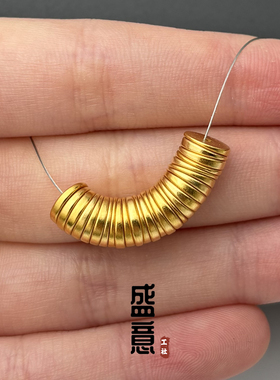 古法24工艺金色斜切大肠车轮隔片保色文玩手串配珠垫片