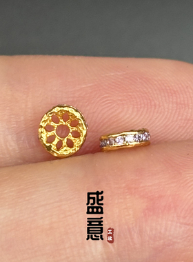 古法24K工艺黄金色彩钻小藕凹槽隔片垫片隔珠文玩手串念珠diy配饰