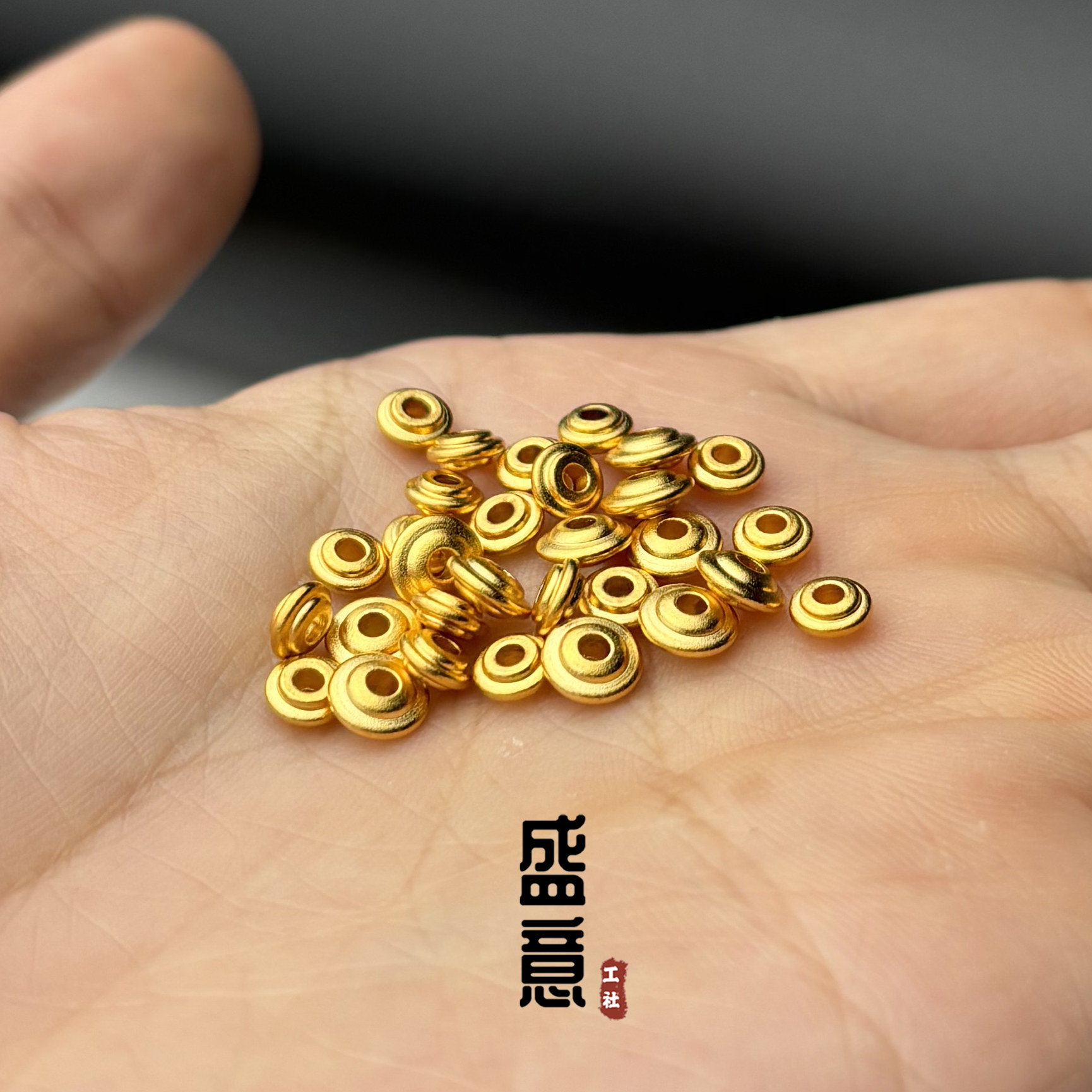 古法24K工艺黄金色925飞碟车轮圆隔片保色文玩手串配珠垫片,淘宝优惠券,粉丝福利购,淘宝优惠卷