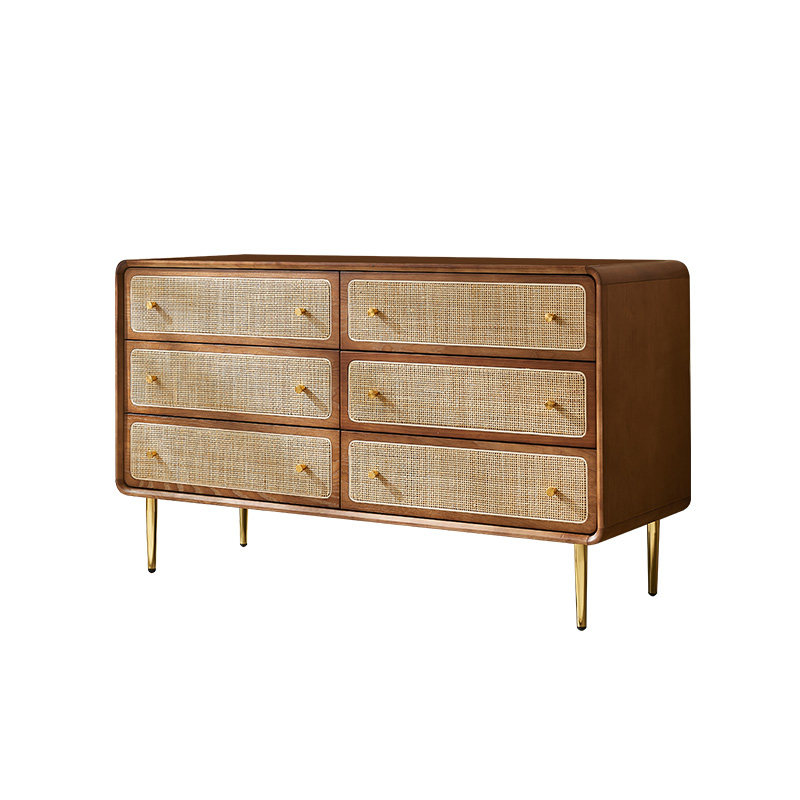 北欧实木藤编四五六斗柜中古侘寂风餐边柜抽屉收纳柜储物柜玄关柜,淘宝优惠券,粉丝福利购,淘宝优惠卷