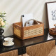 Solid wood rattan storage basket large size office miscellaneous items