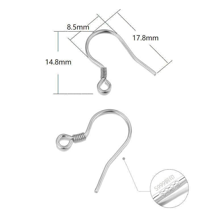 S999纯银耳环钩女养耳洞18K黄金耳钩DIY配件耳夹改耳钉足银耳饰品 - 图0