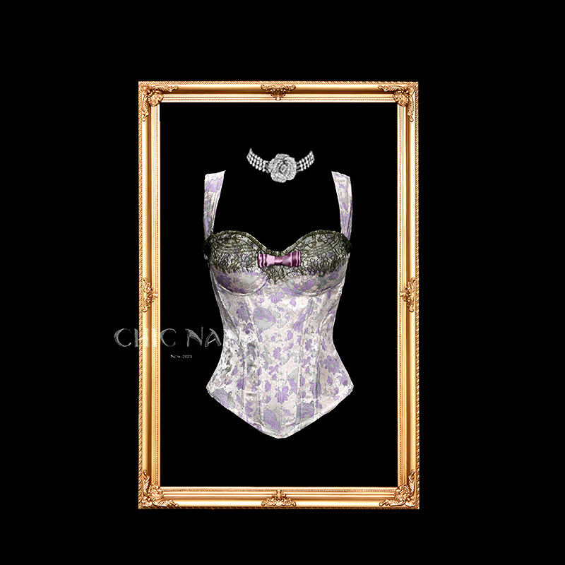 ChicNaNa「睡莲」提花蕾丝鱼骨胸衣外穿高级感修身显瘦抹胸上衣,淘宝优惠券,粉丝福利购,淘宝优惠卷