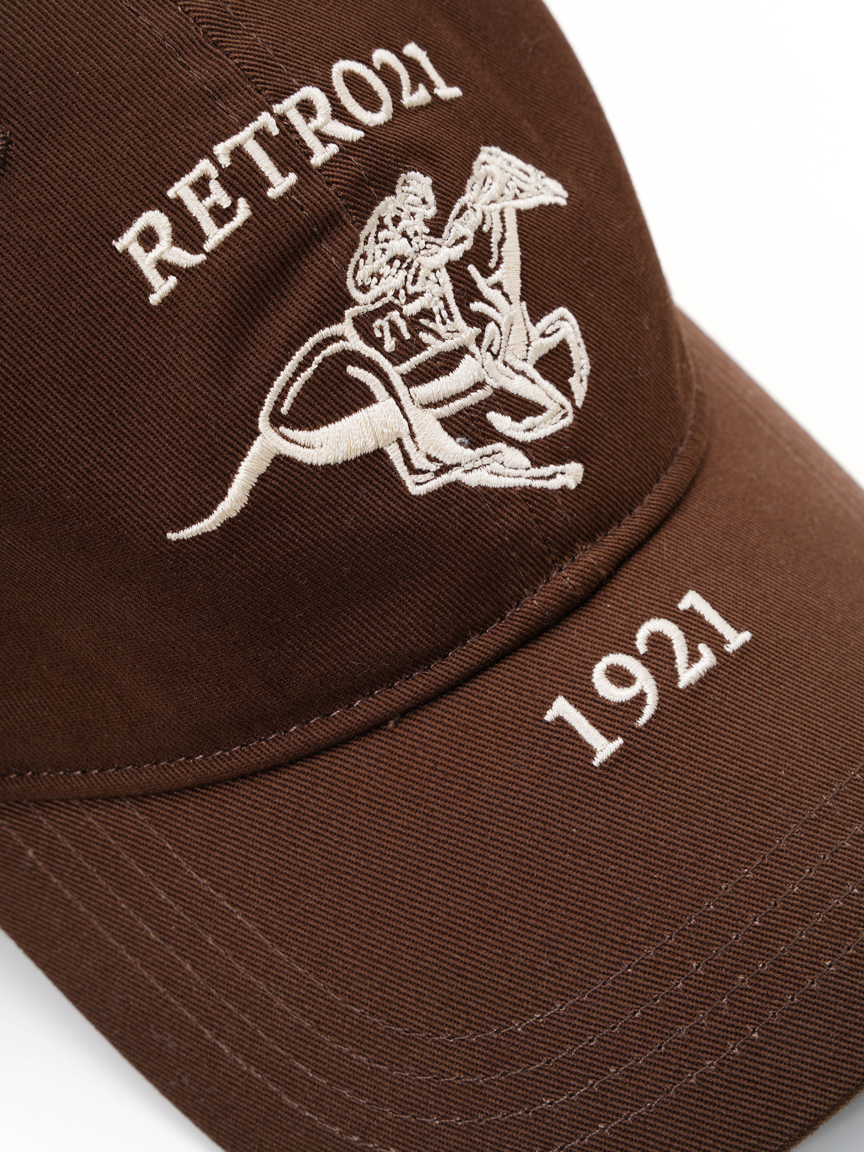 Retro21 R21春夏新款马术刺绣图案复古棕色棒球帽,淘宝优惠券,粉丝福利购,淘宝优惠卷