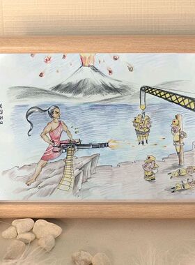 搞笑挂画相框素描装饰画