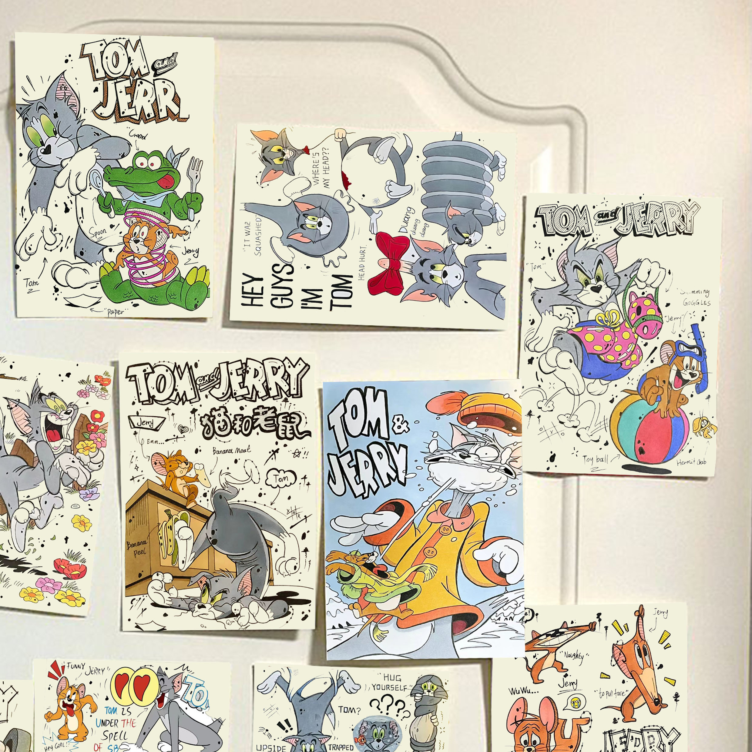 猫和老鼠马克笔手绘墙贴背景墙面装饰海报房间装饰宿舍卡通海报潮 - 图2