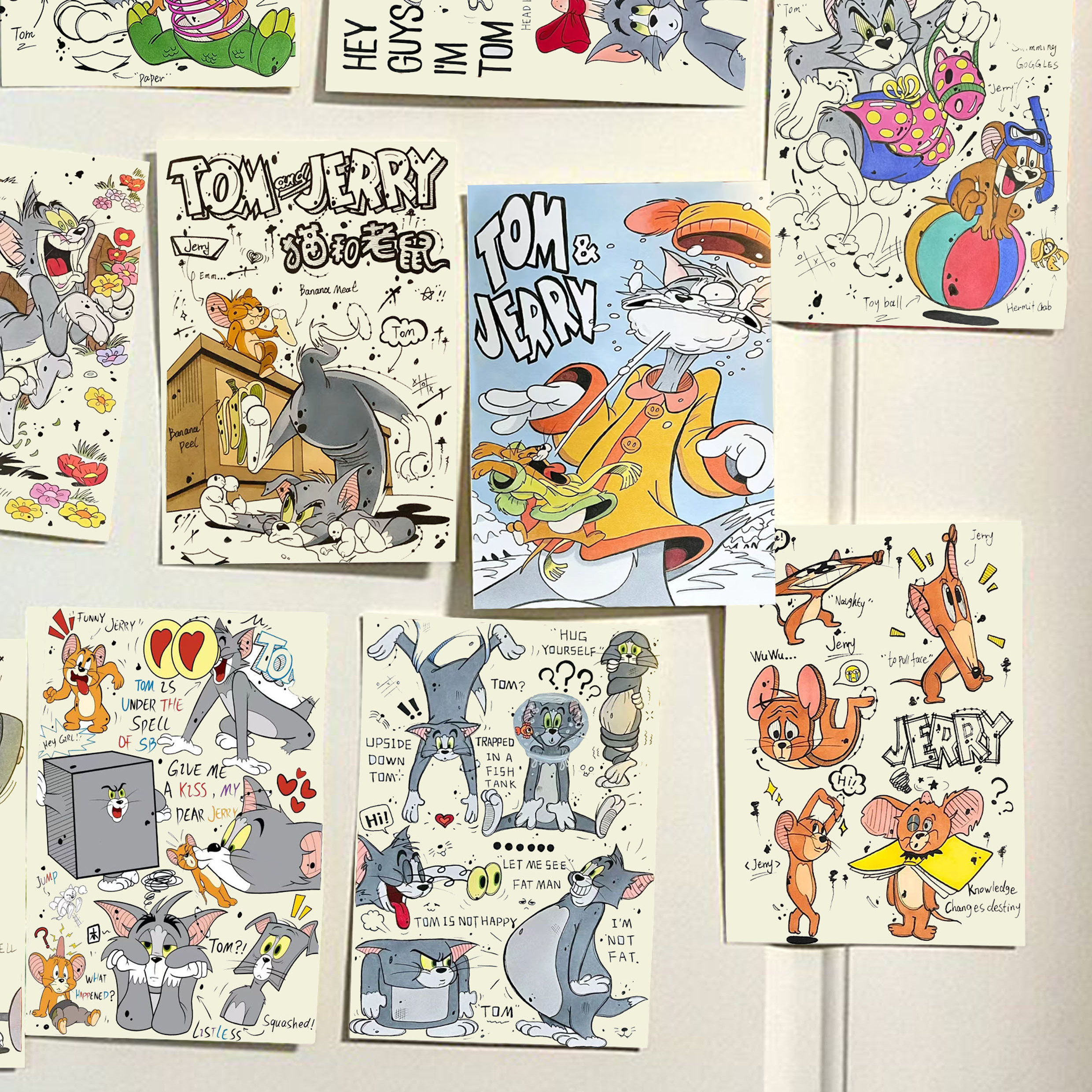 猫和老鼠马克笔手绘墙贴背景墙面装饰海报房间装饰宿舍卡通海报潮,淘宝优惠券,粉丝福利购,淘宝优惠卷