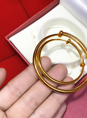 长命锁圆柱镀金推拉套装手镯