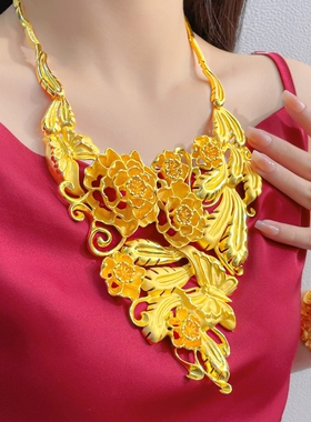 女结婚仿真百花齐放三金龙凤手镯