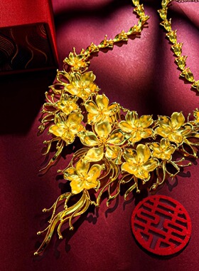 繁花百合齐放结婚仿真三金项链