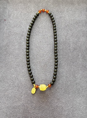 合香珠项链花朵纳福金牌