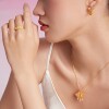 Chow Tai Fook SOINLOVE Muse Series Gold Diamond Pearl Ring Princess Ring
