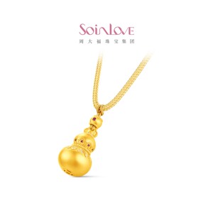 周大福SOINLOVE 十里红妆系列如意福禄足金黄金钻石红宝石吊坠