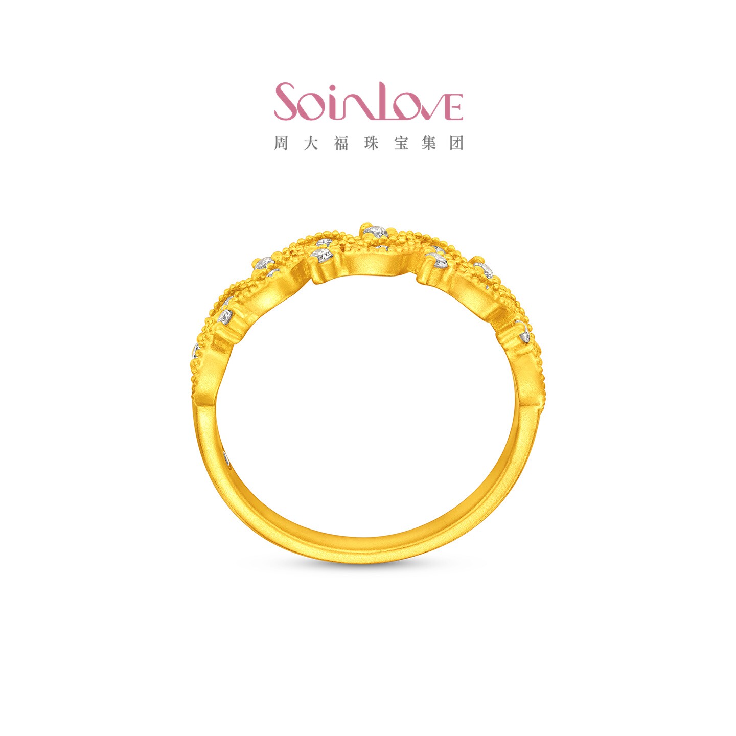 Chow Tai Fook SOINLOVE MUSE series gold vine solid gold diamond ring VRU162
