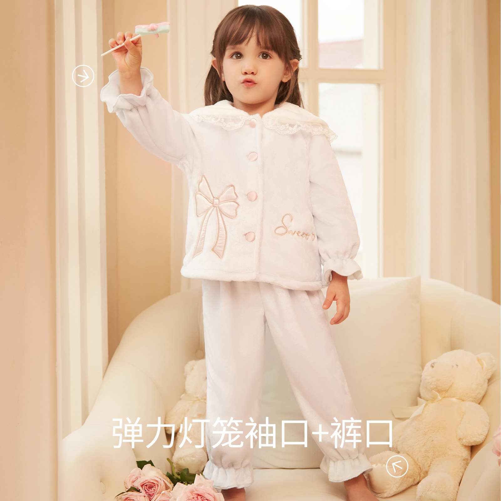 雪雅可儿童睡衣女孩冬季法兰绒大童宝宝保暖套装珊瑚绒女童家居服,淘宝优惠券,粉丝福利购,淘宝优惠卷