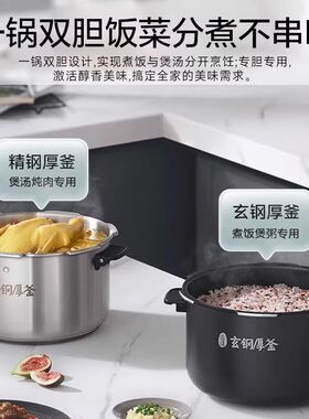 美的电压力锅家用祛脂浓香5升多功能双胆高压锅旗舰正品MY-S580F