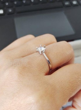 纯银S925六爪锆石王冠戒指个性时尚潮流生日礼物指环