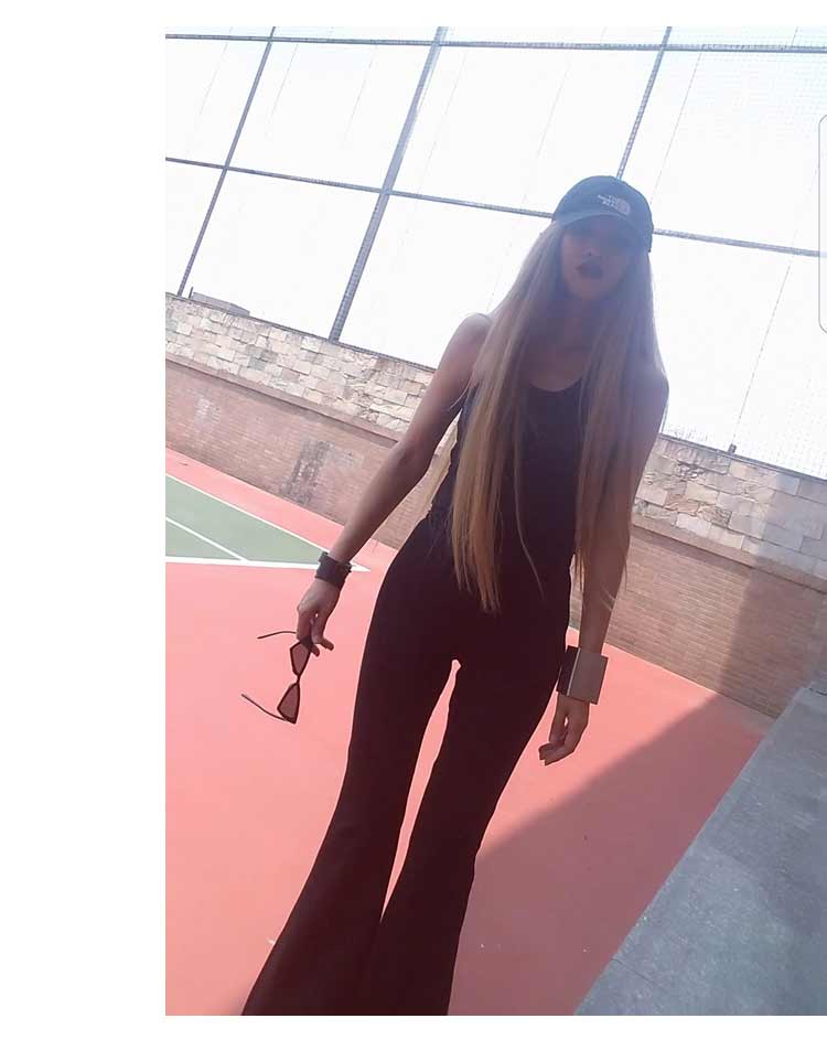 AOAOMISSSHOP黑色紧身喇叭裤女高腰2025秋显瘦显高阔腿长裤