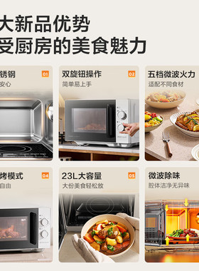 政府补贴美的变频微波炉家用微蒸烤箱一体23升不锈钢三合一C231