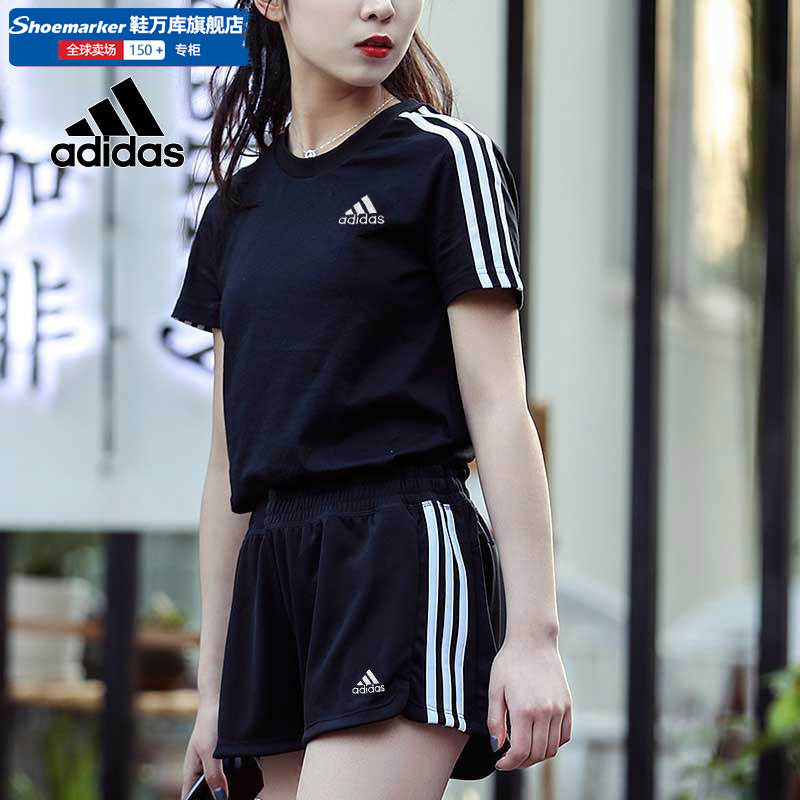 Adidas阿迪达斯套装女子2024春季新款运动服宽松短袖短裤休闲装潮 - 图3