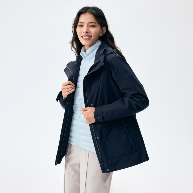 Lanbu蓝步三合一夹克羽绒内胆 冲锋衣女装2024 新款保暖连帽外套