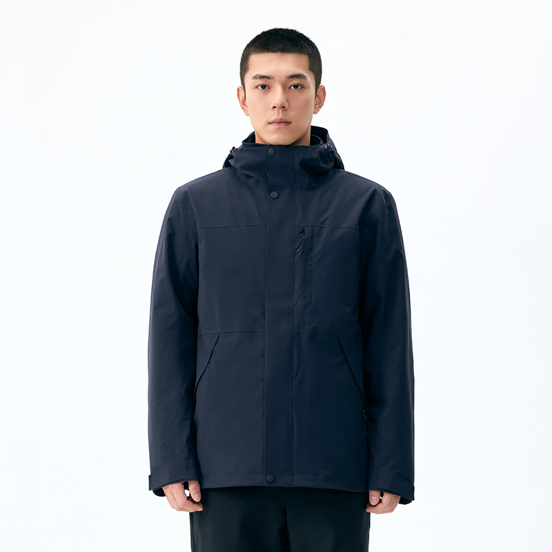 LANBU蓝步软壳三合一冲锋外套男装秋冬新款连帽运动服休闲夹克