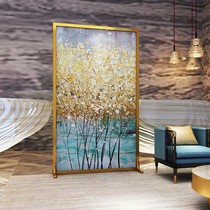 Metal Screen Stainless Steel Luminous Gold Titanium-Shut Glass LED Glass Partition Art Genguan Background Wall