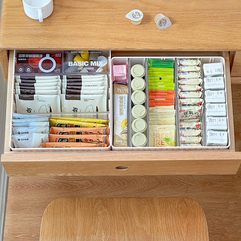 亚克力零食收纳筐抽屉分隔置物架办公室桌面茶包咖啡胶囊整理神器 - 图1