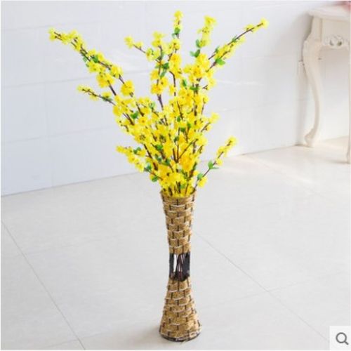 仿真桃花樱花梅花枝落地花艺长枝绢花假花客厅装饰花艺塑料花单支 - 图1