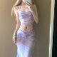 Split sexy bikini long dress swimsuit soak in hot spring