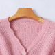 Cardigan sweater autumn new women's fashion age-reducing V-neck single-breasted puff long-sleeved short style hollow 32236