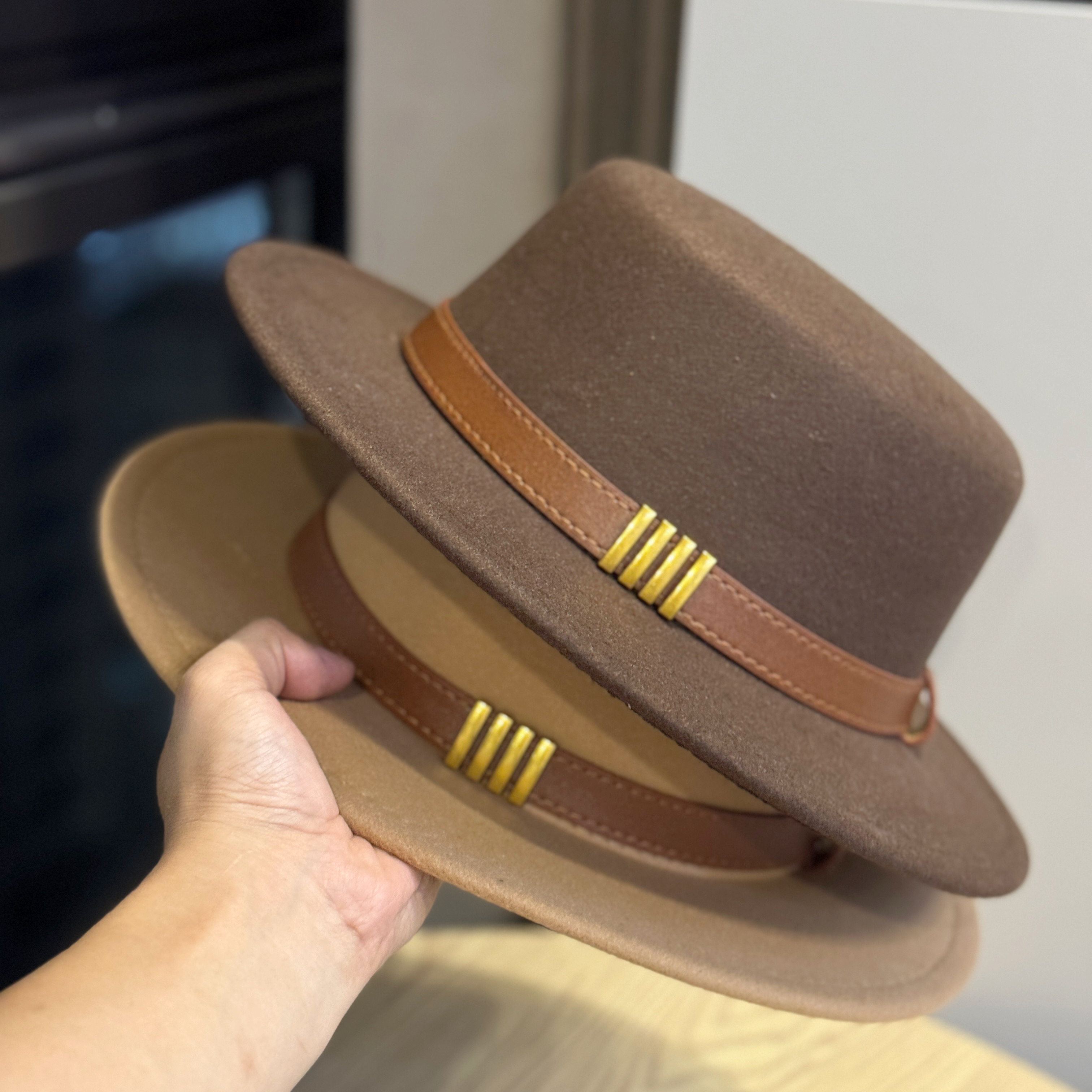 赫本风法式皮带装饰羊毛呢平顶礼帽女秋冬英伦名媛复古百搭爵士帽,淘宝优惠券,粉丝福利购,淘宝优惠卷