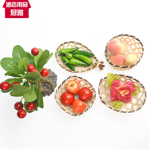 创意小竹编迷你竹编手工编织小筐创意竹编篮点心鱼身刺身寿司装饰 - 图3