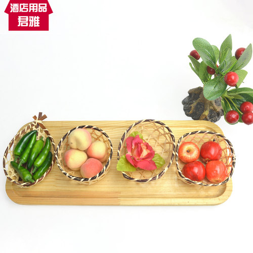 创意小竹编迷你竹编手工编织小筐创意竹编篮点心鱼身刺身寿司装饰 - 图1