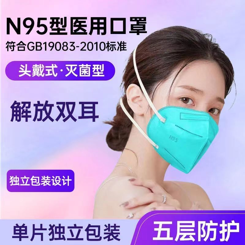 n95级医用防护口罩头戴式口罩医疗级别防护N医用官方正品灭菌级 - 图0