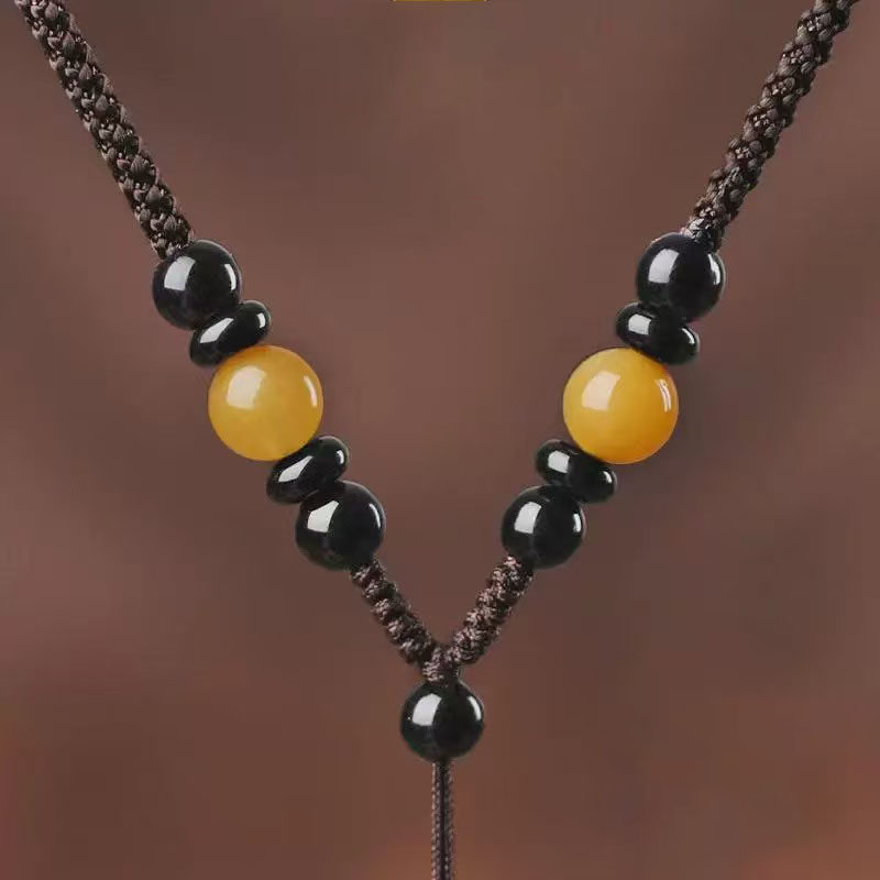 翡翠黑曜石玉佩吊坠挂绳男女玉坠玉石平安扣挂脖挂件编织项链绳子,淘宝优惠券,粉丝福利购,淘宝优惠卷