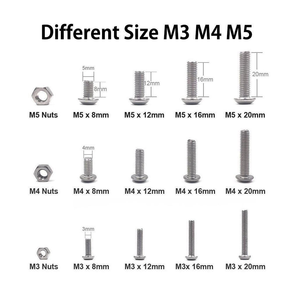 跨境爆款 500pcs M3/M4/M5 304不锈钢盘头内六角螺丝螺母套件 - 图3