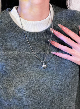 男女同款简约五角星长款嘻哈项链