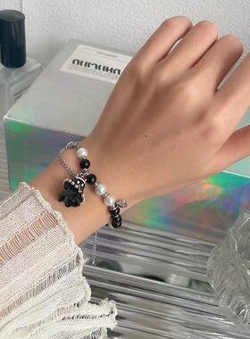 y2k辣妹黑白幽灵珍珠手链甜酷女