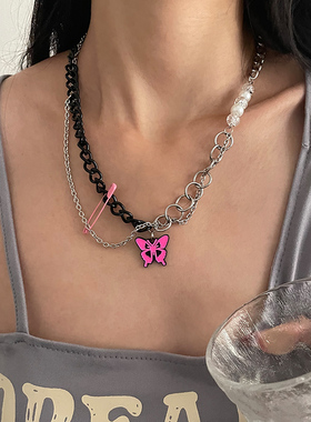 y2k辣妹蝴蝶别针项链小众设计女