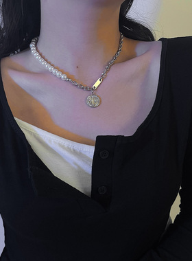 oukechun小众珍珠拼接女ins嘻哈